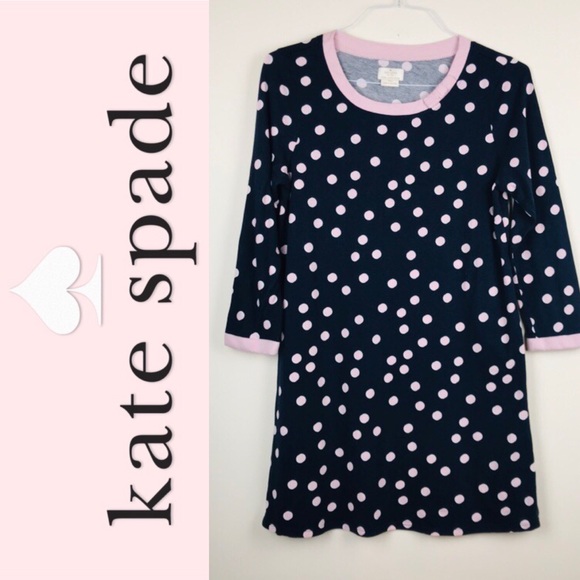 kate spade Other - Kate Spade Sleep Nightgown Navy Pink Polka Dot M